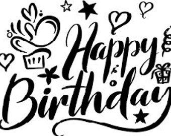 Happy Birthday / Happy Birthday card to print, black and white, coloring