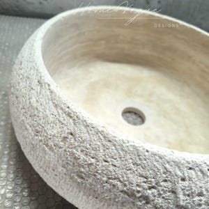 Chiseled Travertine Marble Sink, Custom Order Sink, Bathroom Vanity Sink, Powder Room Sink, Farmhouse Sink, Stone Sink, Round Sink
