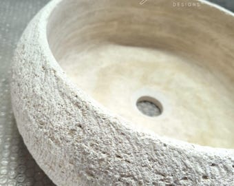 gemeißeltes Steinwaschbecken, Luxus-Waschbecken, runde Marmorschüssel