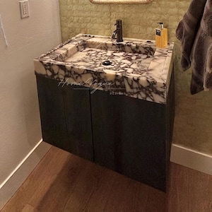 Calacatta Viola Marble Sink, Gorgeous Sink Made to Order, Marble Wall Hung Sink, Beautiful Custom Sink, Viola Marble Sink, Vanity Top