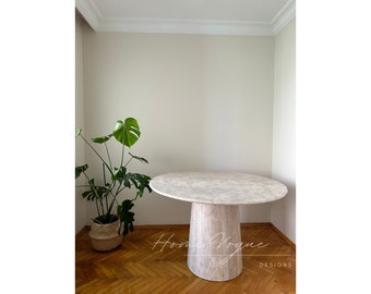 Round Travertine Dining Table