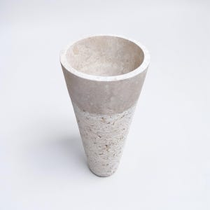 Luxury Travertine Pedestal Sink,  Freestanding Natural Stone Bathroom Sink