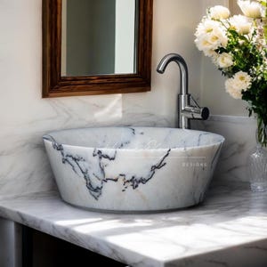 Beautiful Custom Sink, Gorgeous Marble Sink, Round Sink, Unique Sink, Tiny Bathroom Sink, Beautiful Basin, %100 Stone Sink, Marble Sink
