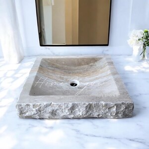 Rough-hewn Stone Sink: Rectangular Stone Wall Mount