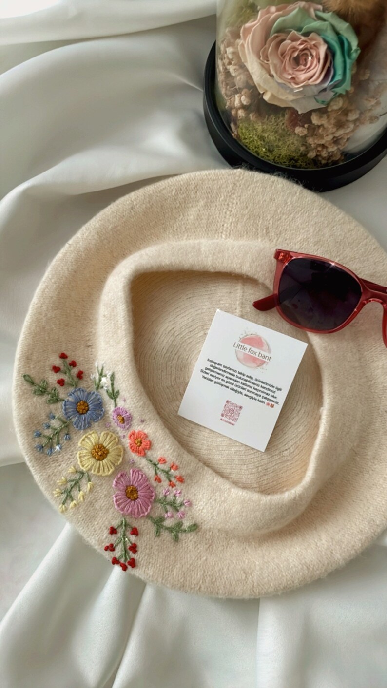 Embroidery Beret for Woman Daisy Flower Embroidered Gift Ideas for Woman Handmade Clothing Etsy