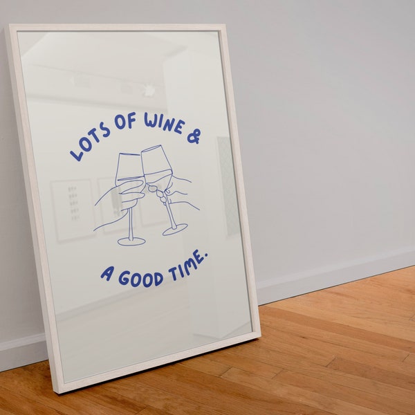 Wine & Good Time Print: Trendy Kitchen Wall Art