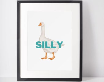 Silly Goose Art Print: Funny Kitchen Pun Gallery Wall Decor