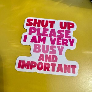 Shut up please I am very busy and important sticker | Bridget Jones | movie | vinyl sticker | waterproof | laptop sticker bottle sticker