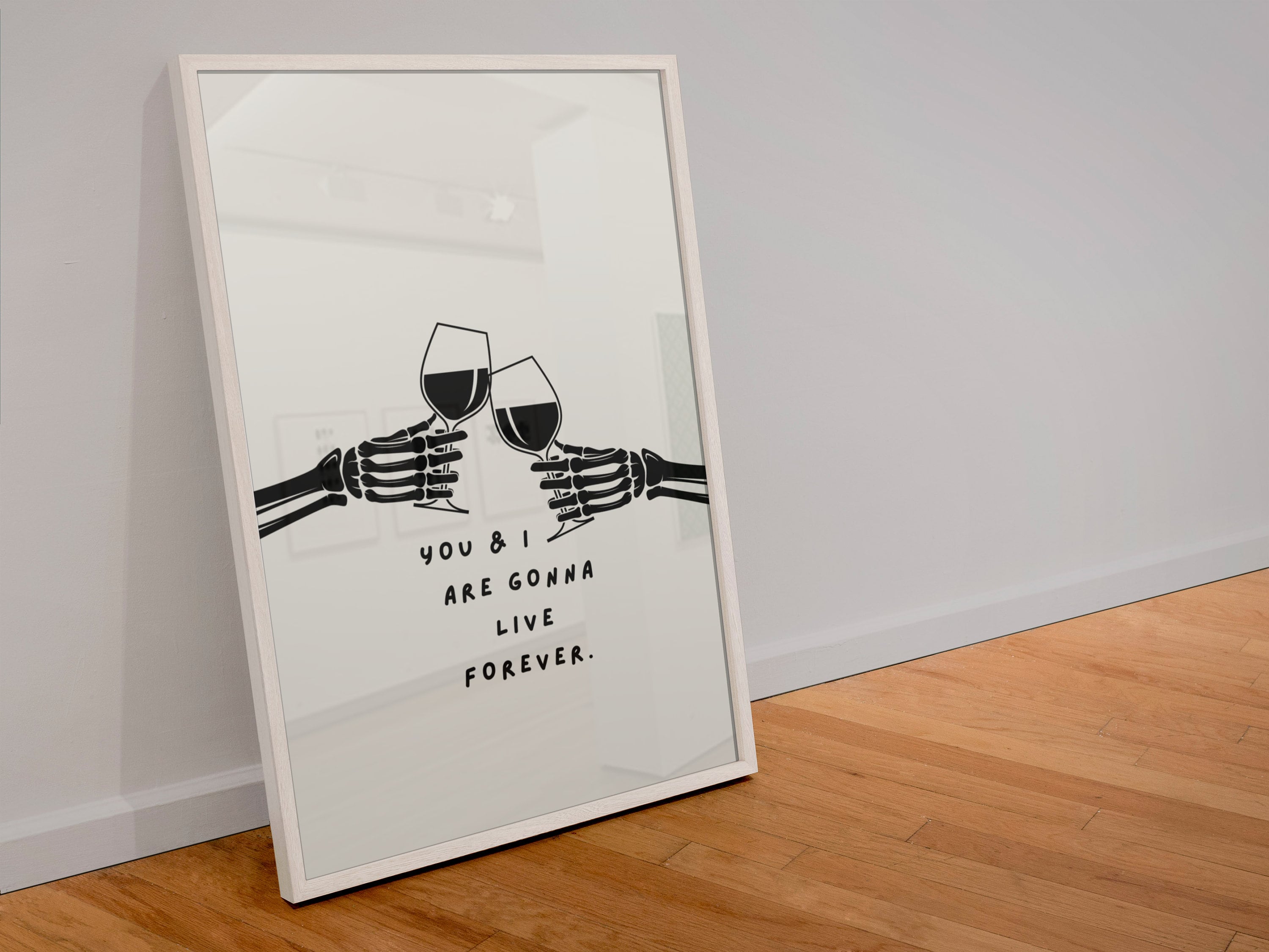 Oasis 'live Forever' Wine Toast Print: Skeleton Hands Art - Etsy