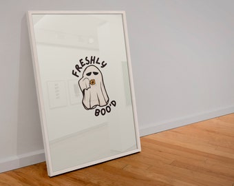 Freshly Boo’d Coffee Ghost Print: Halloween Kitchen Art