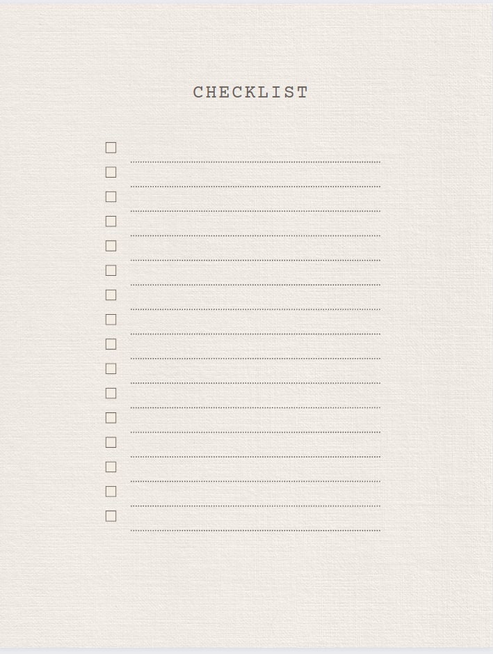 Printable Vintage Aesthetic Checklist Sheet, Vintage Checklist A4