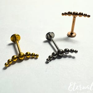 Curve Crescent Ball Beaded Internally Threaded Stainless Steel Cartilage Tragus Conch Helix Upper Ear Stud Bar Silver Climber Stud Earring