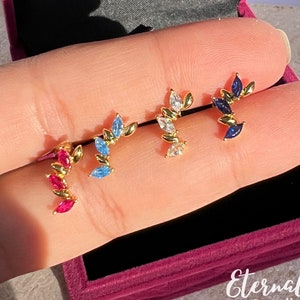 Opal Cluster Stainless Steel Earrings with Screw backs and Staring Sliver with Butterfly Backs, Bridal Earrings, Baguette Opal Trio, Helix