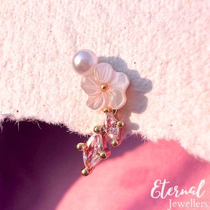20G Flower CZ Climber Stud Earring, Helix Piercing Cartilage Stud, Floral Cartilage Earrings, Internally Threaded Conch Stud Bridesmaid Stud