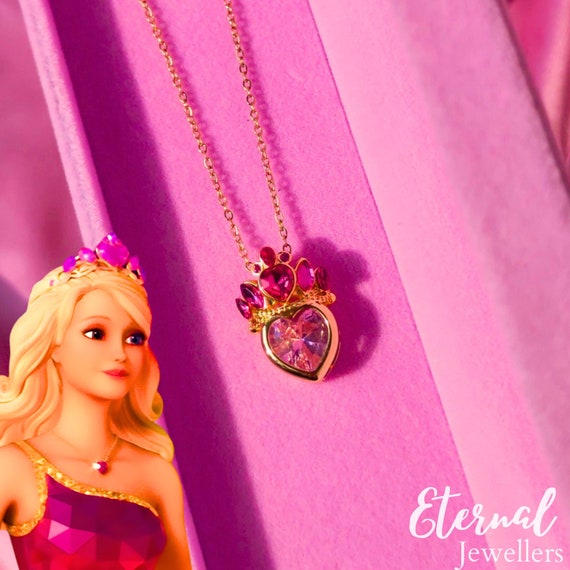 Princess Charm School Necklace Barbie Tiara Heart Crown Necklace Blair Pendant Sophia Princess Heart Necklace Barbie Crown Etsy