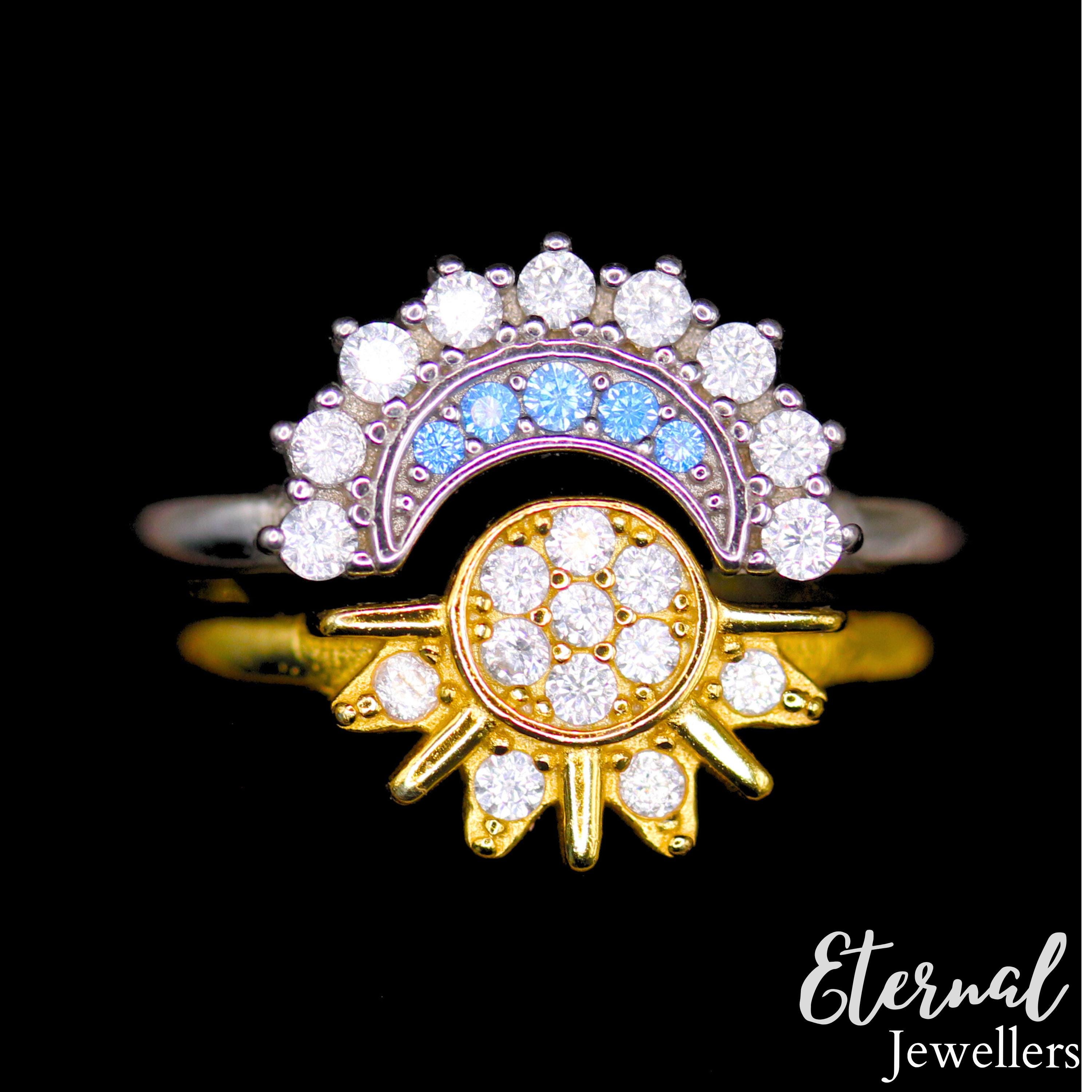 Anello Sole Anelli Sole E Luna Argento 925 Set Coppia Regolabile