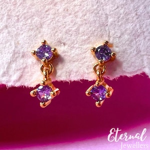 Amethyst Teardrop Hoop Earring • gift for her Dangle Piercing/Cartilage Jewelry/Flat Back Earring/Conch Earring • Valentine's Day gift
