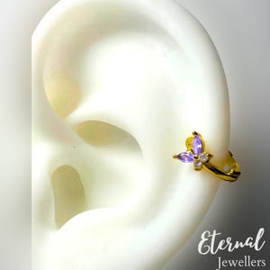 Blue, Pink, Purple, Butterfly Hoop Earring Cartilage, Butterfly Ring Piercing, Tragus Piercing, Butterfly Helix Piercing, Gift For Her