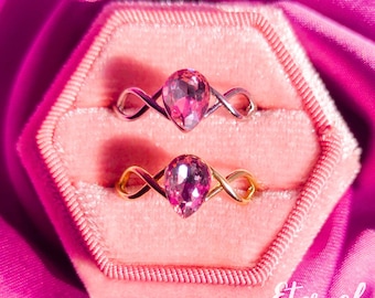 Enchanted Pink Swan Crown Ring – Fairytale Princess Jewelry Inspired by Swan Lake Magic, Fairytale Pink Crown Ring for Her