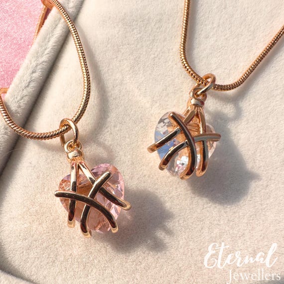 Fairytale Heart Pendant Necklace, Princess Heart Locket, Sparkling