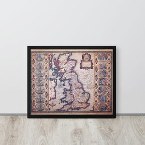 John Speed 1610 Heptarchy Map – Anglo‑Saxon Seven Kingdoms, Framed Wall Art