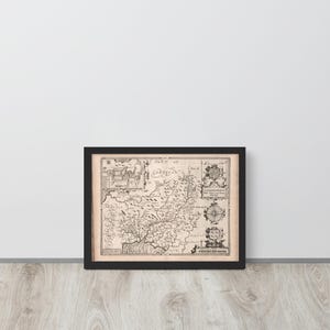 John Speed 1676 Map of Caermarden (Carmarthenshire) – Historic Welsh County, Framed Print