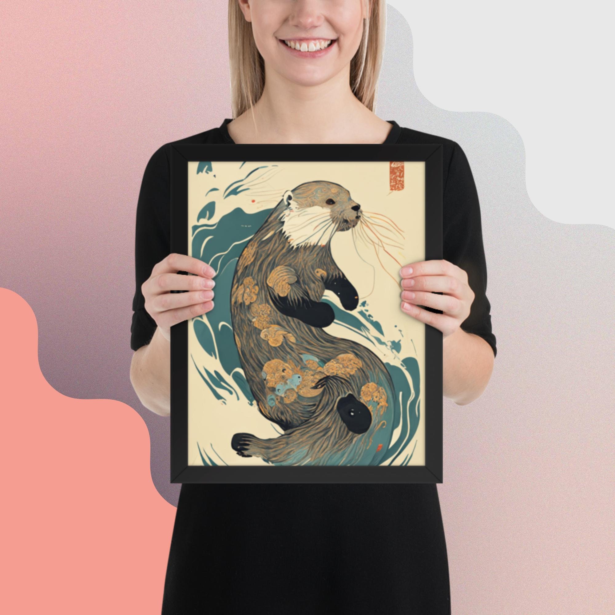 Discover Otter Premium Japanese Otter Abstract Poster - Ocean Art, Zen Decor, Wall Art, No Frame