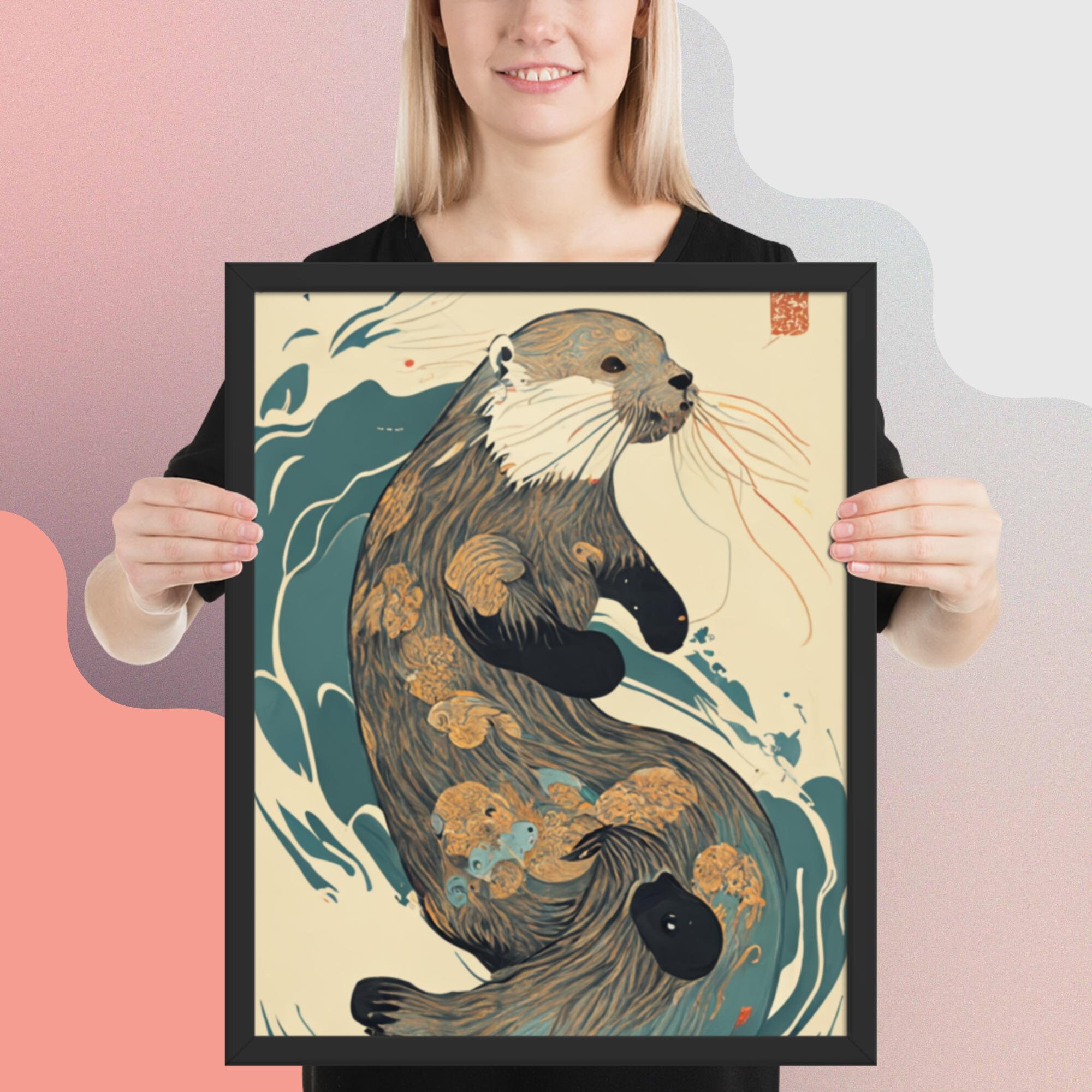 Discover Otter Premium Japanese Otter Abstract Poster - Ocean Art, Zen Decor, Wall Art, No Frame