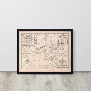 John Speed 1610 Map of Radnorshire – Historic Welsh County, Framed Map Art