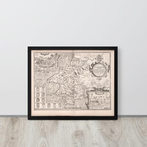 John Speed 1676 Map of Pembrokeshire – Historic Welsh County, Framed Wall Art