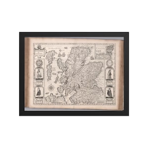 Carte du Royaume d'Écosse de 1676 par John Speed - Cartographie historique de l'Écosse - Art mural encadré ou non