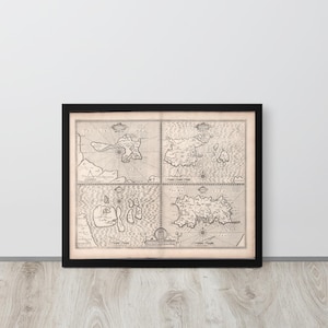John Speed 1676 Map of Holy Island, Guernsey, Farne & Jersey – Channel Islands Plate, Framed Art