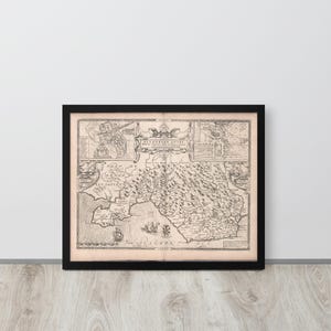 John Speed 1676 Map of Glamorganshire – Welsh County with Cardiff & Llandaff Insets