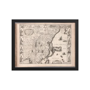 1626 Map of China & Japan by John Speed - Framed Vintage Historical Wall Art
