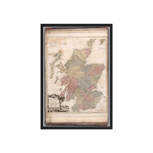 Ancienne carte de l'Écosse – Reproduction William Faden de 1794 | Art mural cartographique géorgien vintage