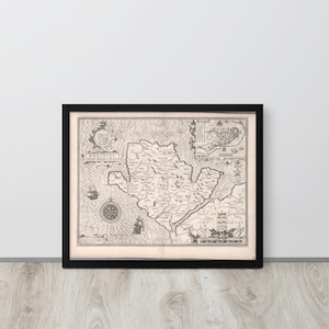 John Speed 1610 Map of Anglesey – Historic Welsh Island Map, Framed Print