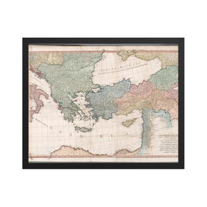 1794 Mittelmeer & Schwarzes Meer - William Faden Gerahmte Reproduktion | Vintage georgische Kartographie Wandkunst