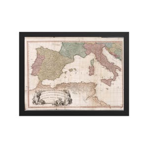 1794年 地中海 - ウィリアム・フェイデン 額入り複製画 | ヴィンテージ ジョージアン地図 ウォールアート