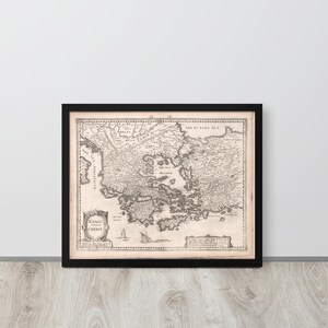 John Speed 1676 Map of Greece – Historic Hellenic Regions, Framed Wall Art