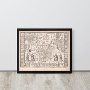 Mapa de Cambridgeshire de John Speed (1610): Condado histórico y Cambridge, recuadro, arte enmarcado