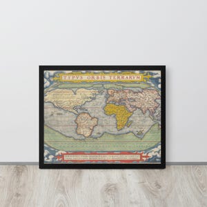 Ortelius Theatrum Orbis Terrarum 1572 – First Modern Atlas World Map, Framed Print