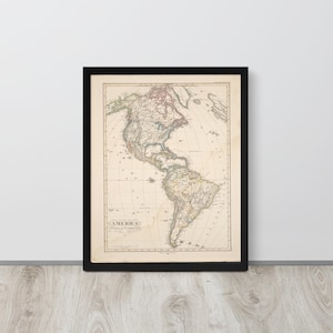 Stieler’s Hand‑Atlas America Map 1891 – Vintage Western Hemisphere & Caribbean – Framed Art