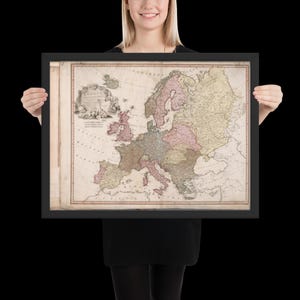 1794年ヨーロッパ地図 – ウィリアム・フェイデン アンティークアトラスプリント – 額入り歴史的ウォールアート – ヴィンテージ地図ポスター – すぐに飾れる