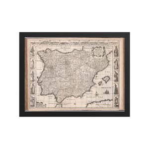 1626 Kaart van Spanje en Portugal – antieke reproductie John Speed – muurkunst Iberisch schiereiland – vintage kaartafdruk – gratis wereldwijde verzending