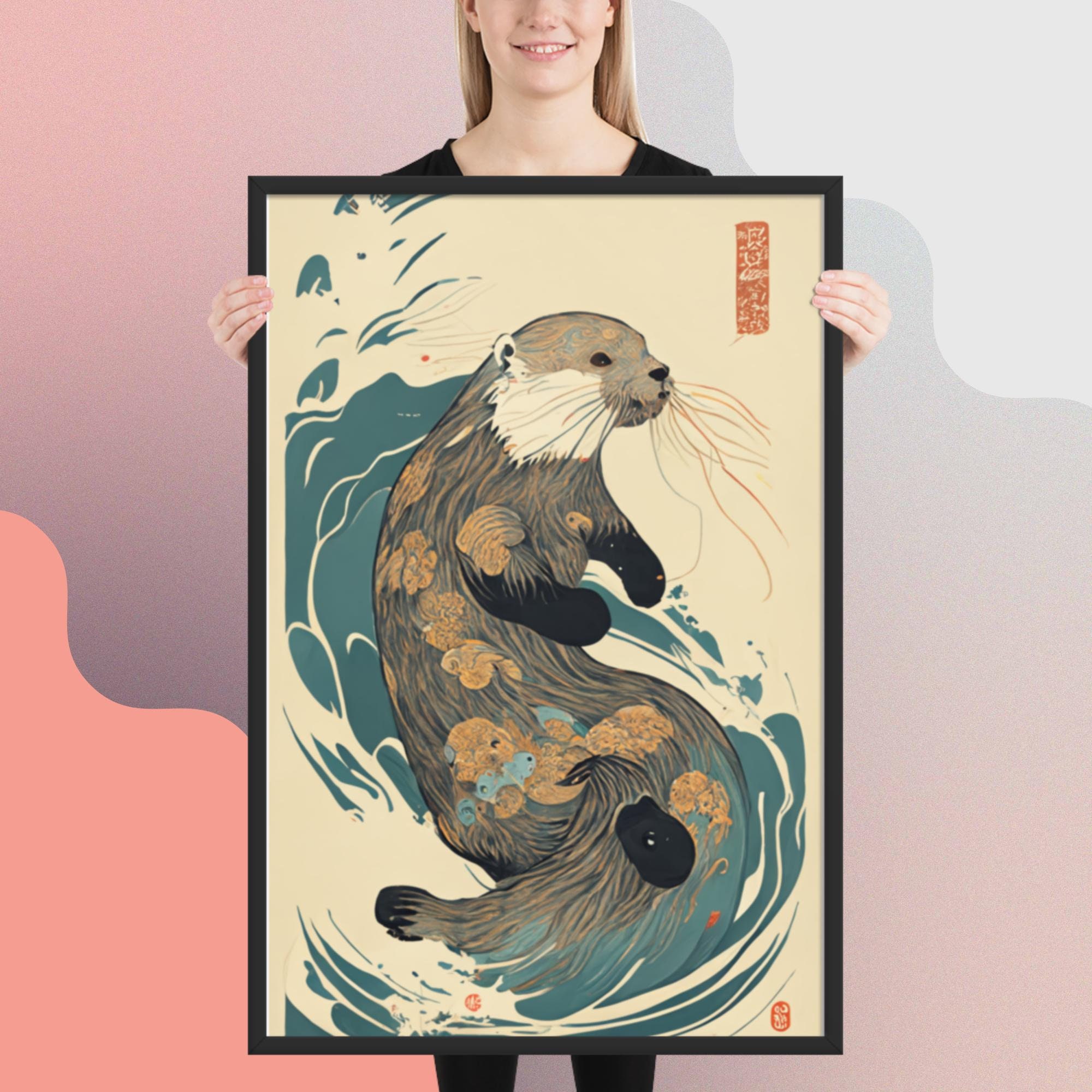 Discover Otter Premium Japanese Otter Abstract Poster - Ocean Art, Zen Decor, Wall Art, No Frame