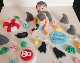 Diver Cake Topper and accessories, edible!