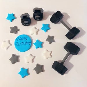 Handmade Hex Weights, Edible Cake Toppers Gym