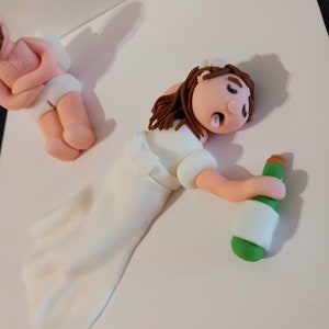 Handmade Drunk Wife and Husband Wedding Fondant Cake Toppers