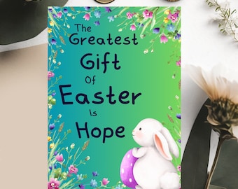 Happy Easter Card, Easter Bunny Greeting Card, Happy Easter Bunny Card, Easter is Hope Card, Fun Kid Easter Card, Unique Downloadable Card