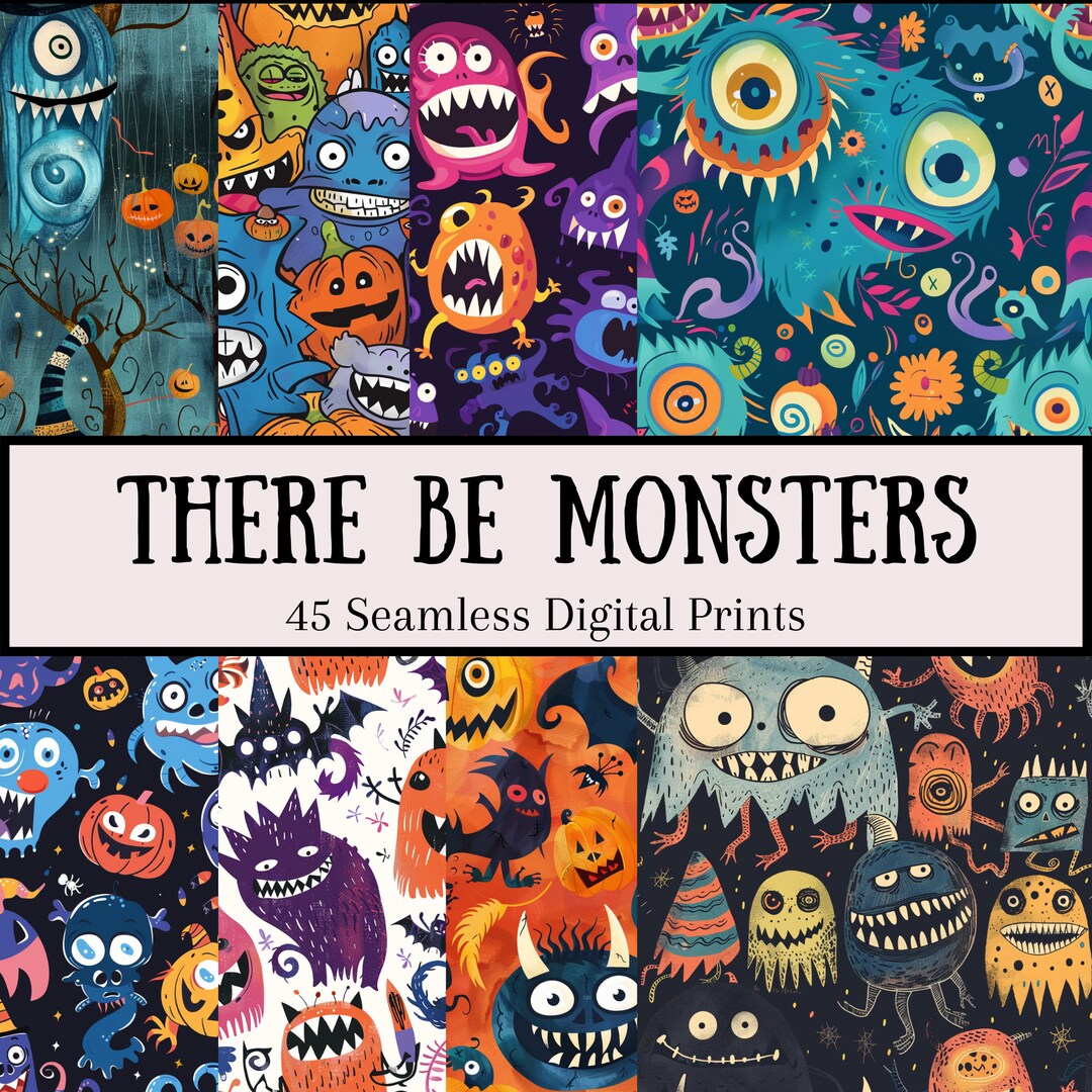 Spooky Monster Collection - Halloween Digital Paper Pack, Scrapbook Kit ...
